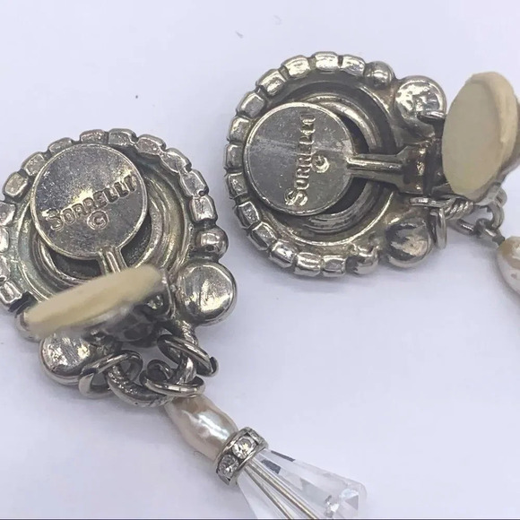 Sorrelli Vintage Crystal & Pearl Drop Clip Earrings - Picture 4 of 4